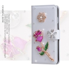 Mewah Women Handmade Rhinestone Diamond Leather Wallet Cover Case ForWiko Rambu Jalan Raya-Intl
