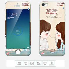 Mewah 3D Lukisan Depan + Belakang Penuh Case Cover Warna Tempered Glass Case untuk IPhone 6/6 S 4.7