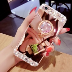 Mewah Berlian Cermin Telepon Case untuk iPhone 6 Plus/6 S Plus BlingBling Telepon Sarung dengan Cincin Braket Penahan 5.5 Inch-Internasional