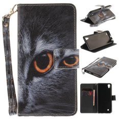 Luxury Fashion Leather Painted CatPattern Flip Stand PU Leather Case For LG Xpower - intl