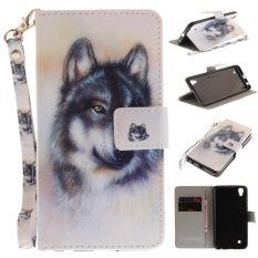 Luxury Fashion Leather Painted WolfPattern Flip Stand PU Leather Case For LG Xpower - intl