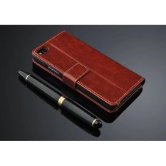 Mewah Dompet Kulit Lipat untuk Nubia Z9 Mini dengan HD Pelindung Layar-Coklat-Intl