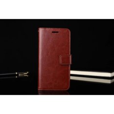 Mewah Dompet Kulit Lipat untuk Xiaomi 5 4 S dengan HD Pelindung Layar-Coklat-Intl