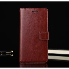 Mewah Dompet Kulit Lipat untuk Xiaomi MI5 M5 dengan HD Pelindung Layar-Coklat-Intl