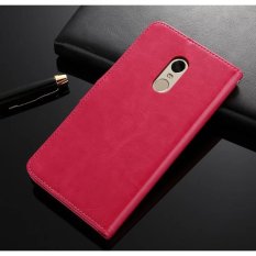 Mewah Dompet Kulit Lipat untuk Xiaomi Redmi Note 4 dengan HD Pelindung Layar-Berwarna Merah Muda-Internasional