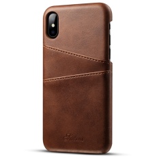 Mewah Retro Gaya Lite Leather Back Cover Case dengan Pemegang Kartu Kredit untuk Apple IPhone X Armor Kasus 5.8 Inch -Intl