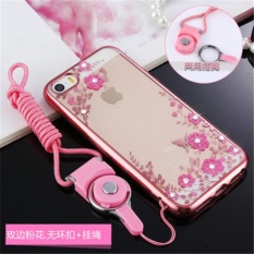 Mewah Rhinestone Phone Case Cover Finger Diputar Ring Holder Stand TPU untuk Apple IPhone5 Iphone5S IPhone SE/ES 4.0