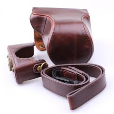 Luxury Vintage PU Leather Camera Bag Case untuk Canon EOS M3 M III 18-55mm Kamera DSLR Kasus dengan Tali Bahu (Kopi) -Intl