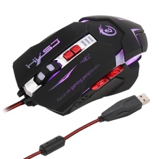 Macro USB Wired Gaming Mouse 7 Tombol LED Backlight 3200/2400/1600/1200 Dpi (Hitam) -Intl