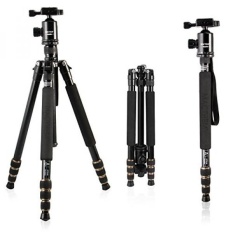 Mactrem DSLR Camera Tripod Aluminium Alloy Travel Tripod Portable Detachable Monopod, 64.5 Inch, 360 Derajat Ball Head, 1/4 Quick Release Plate dengan Membawa Tas Tripod untuk Canon Sony Nikon DSLR Kamera-Intl