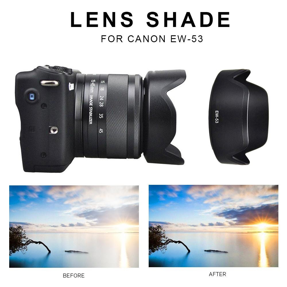 Solatube Lensa Kamera Penutup Lensa Berpelindung Penutup Lensa Premium ABS Hitam Pelindung Pengganti Canon EW-53-Intl