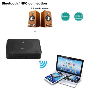 MagicWorldMall Electronic Product NFC Wireless Bluetooth RCA/3.5mm Aux Audio Stereo Receiver Adapter w/ Mic - intl