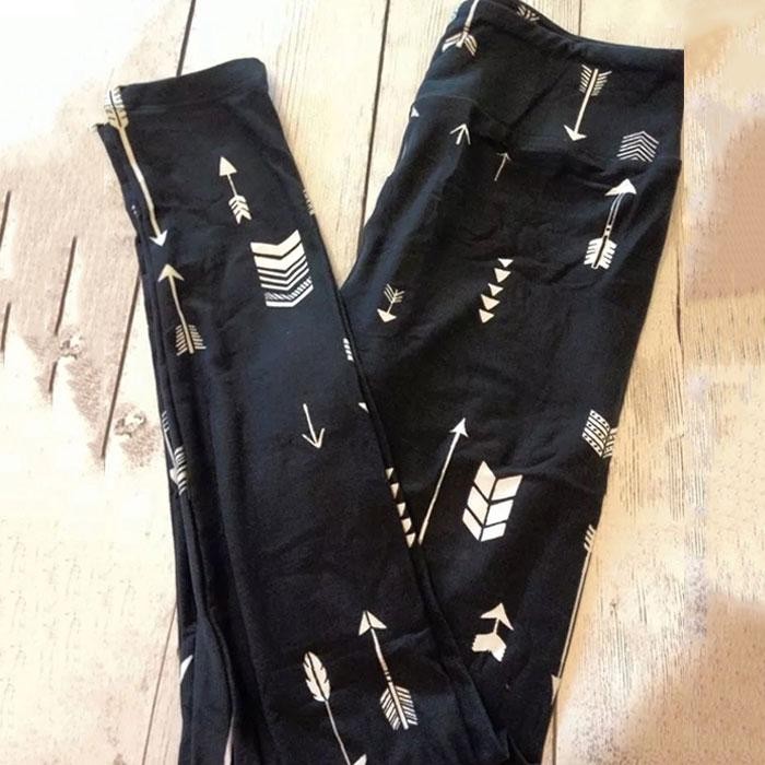 Magicworldmall Wanita Arrow Dicetak Legging Sempit Kaki Tinggi Pinggang Melar Celana Celana-Internasional