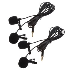 MagiDeal 2Pack Dual-head Lavalier Microphone , 3.5mm Jack Lapel Clip-on Omnidirectional Condenser Mic for iPhone,Android Phones ,PC,Recording Youtube,Interview,Video - intl