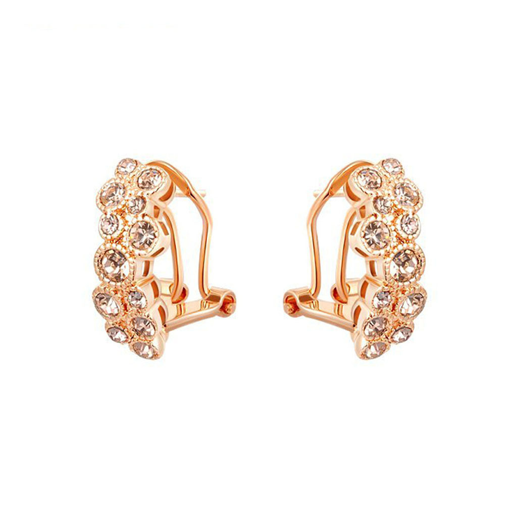 MagiDeal Sumbu Kristal Berlian Imitasi Setengah Lingkaran Bentuk Earring Ear Cuff Clip No Piercing-Intl
