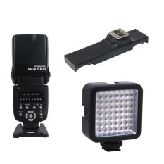Magideal Wansen Speedlite Blitz Ringan Penuh Daya Otomatis/Manual Zoom + Ganda Seksi Shoe Braket + Mini 49 LED video Ringan untuk Canon Nikon Kamera-Internasional