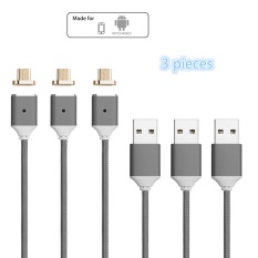 Magnetic Kabel Nilon Dikepang Super Magnetic Micro USB Pengisian dan Transfer Data Kabel untuk Ponsel dan Tablet Android (3 -Pack) -Intl