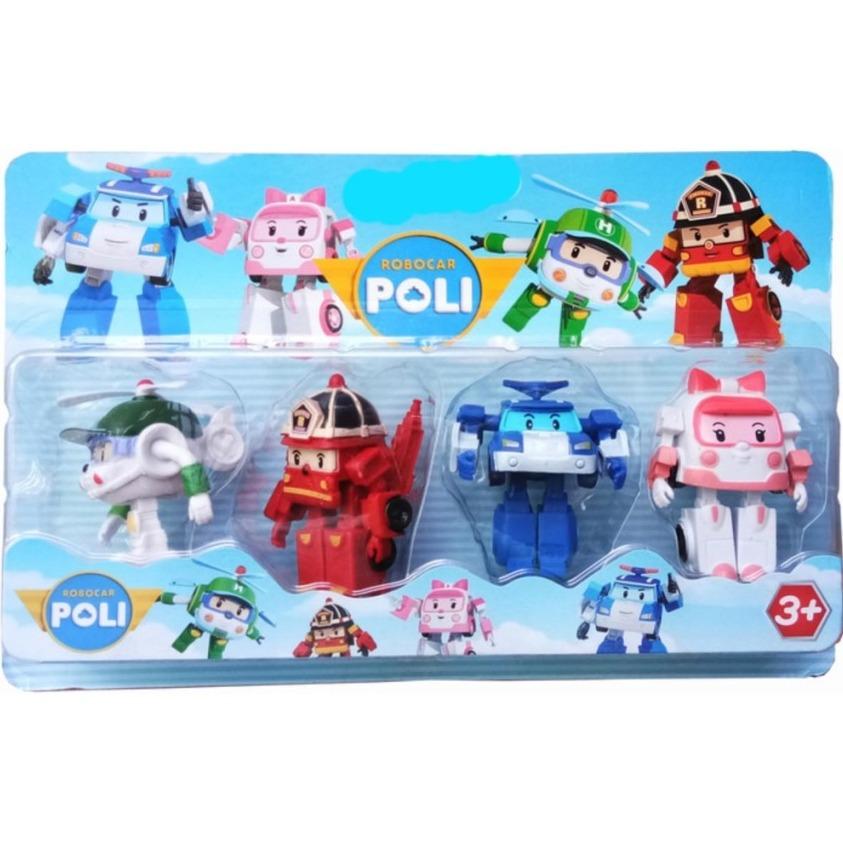 Mainan Robot Robocar Poli Roy Amber Heli 4 pcs Transformasi Mainan Anak 3 Tahun Ke Atas Edukatif Edukasi Play Toy Action Figure Kendaraan Mobil Damkar Ambulan Helikopter Kado Ulang Tahun Birthday Gift for Kids