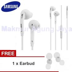 MAJ Handsfree Compotibel For Samsung Galaxy S7 Headset / Earphone Original For All Phone Model Stereo + Free Earbuds - White / Putih