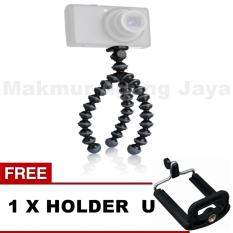 MAJ Tripod GorillaPod Flexible Mini Size S Untuk Kamera Gopro / Bpro / Xiaomi Yi / Android / iOs - Hitam Size S + Free Holder U