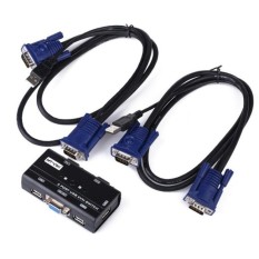 manual 2 port USB KVM switch Switcher selector with USB consoles2PCS KVM cables included(Intl) - intl