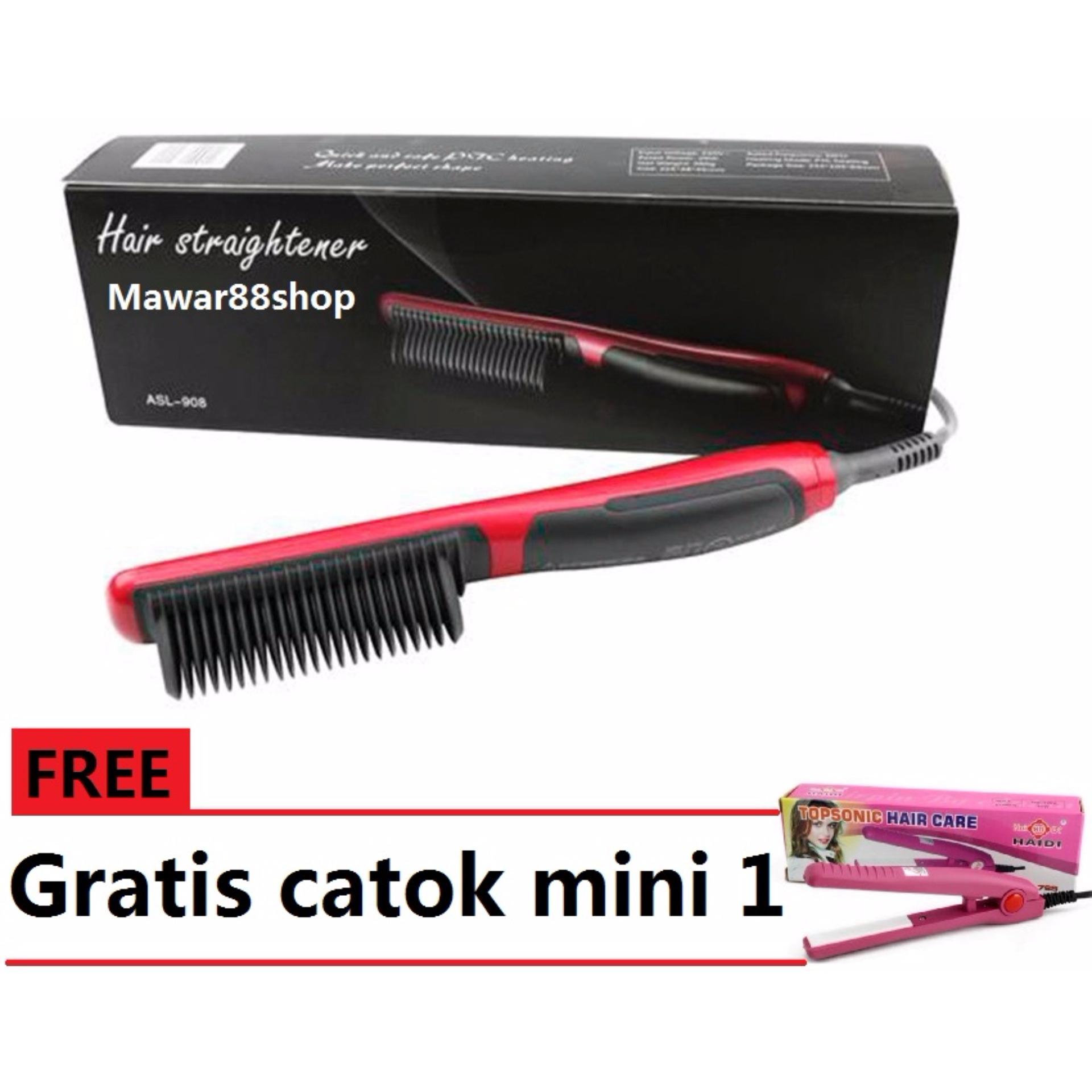 Mawar88shop- Catok Sisir Pelurus Rambut New Fast Hair Straightener Asl - 908+catok mini 1 pcs