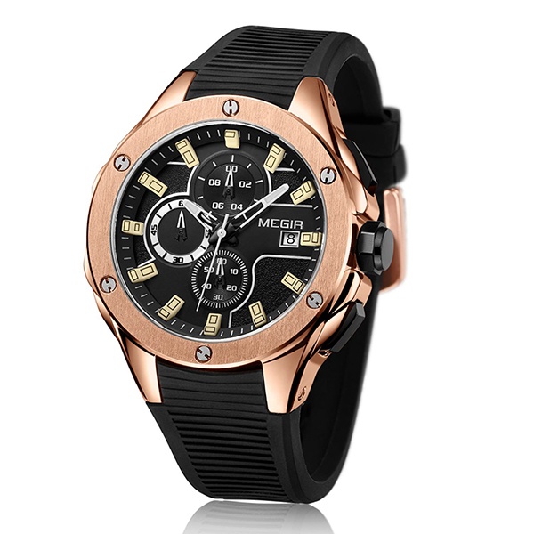 MEGIR Men Sport Watch Chronograph Tali Silikon QUARTZ Army Militer Jam Tangan Jam Pria Top Brand Luxury Pria Relogio Masculino 2053