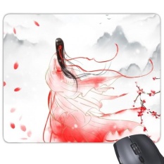 Mei Xue Dalam Gaya Cina Merah Cat Air Rectangle Non-Slip Karet Mousepad Permainan Mouse Pad Hadiah-Intl