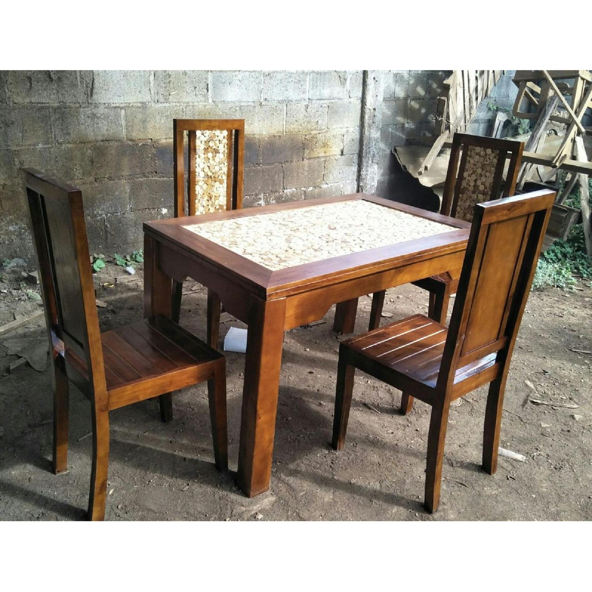 Meja Makan Jati Koin 4 K