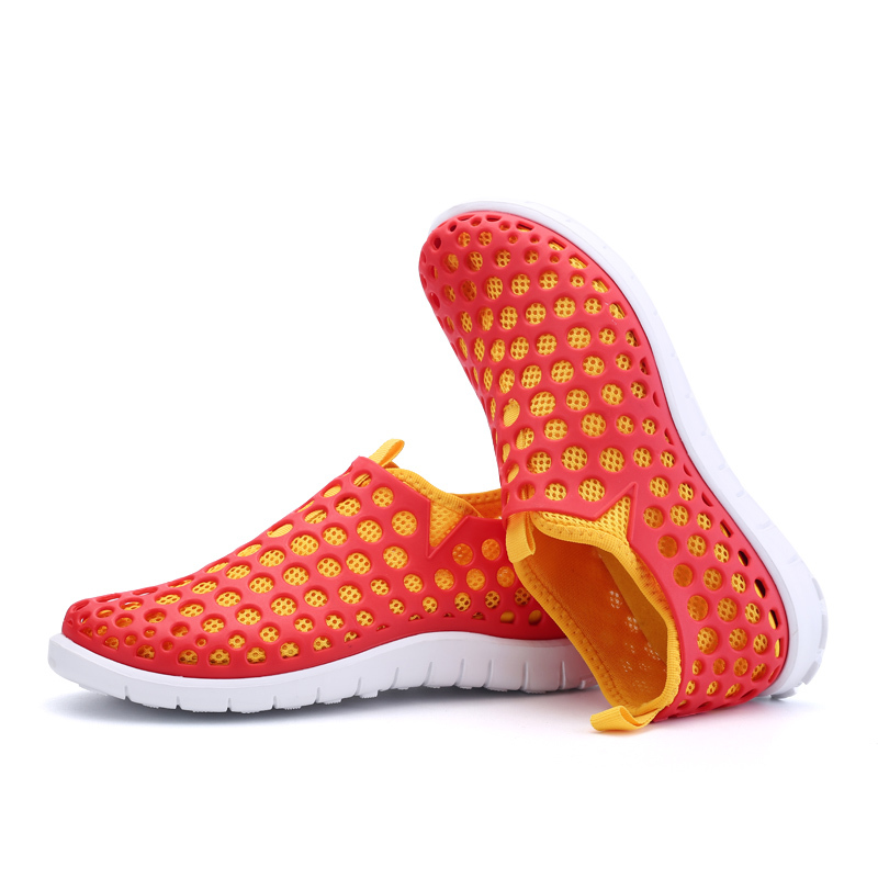 Mesh Sarang Burung Terowongan Sandal Sepatu Pasangan Orange & Kuning