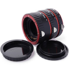 Logam Auto Fokus AF Macro Extension Tube Set untuk Canon EOS EF Kamera Merah DC467-SZ (Hitam)