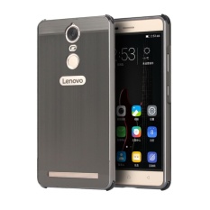 Logam Bumper dan Gambar Kawat PC Back Cover untuk LENOVO K6 Catatan (Hitam)-Intl