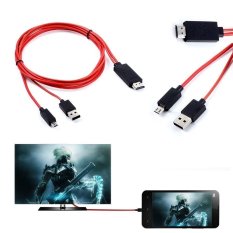 MHL Micro USB untuk 1080 P HDMI AV HDTV TV Kabel Adaptor For HTC ONE MAX S Mini (Merah)