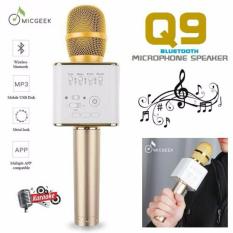 MIC Q9 WIRELESS BLUETOOTH SMULE KARAOKE SPEAKER TERBARU Q9 smule mic(free box)