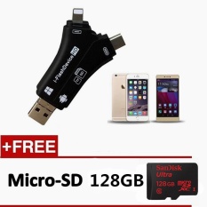 Micro SD/TF OTG Card Reader USB 2.0 Memory untuk IPad IPhone 5 6 7 8 Plus Android Micro Tipe USB OTG USB Flash Drive (Hitam) + 128 GB MEMORY CARD-Intl