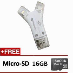 Micro SD/TF OTG Pembaca Kartu USB 2.0 Memori untuk iPad iPhone 5 6 7 8 Plus Android Usb Mikro Tipe OTG Flash Drive USB (putih) + 16 GB Kartu Memori-Intl