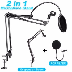 Microphone Bracket Stand Adjustable Holder + Pop Filter
