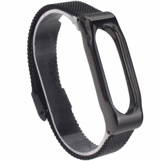 MiJobs Replaceable Stainless Steel Wrist Strap for Xiaomi Mi Band 2 Smart Bracelet - Black