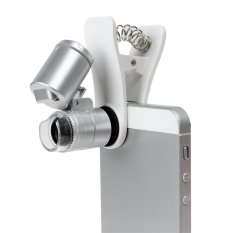 Mini 60X Kaca Optik 3 LED Klip Lensa Mikroskop untuk Telepon Genggam Universal-Intl