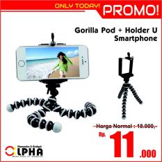 Mini Flexible Tripod Gorilla Pod Octopus Flexible + Holder U Small Medium Large- Kecil Sedang