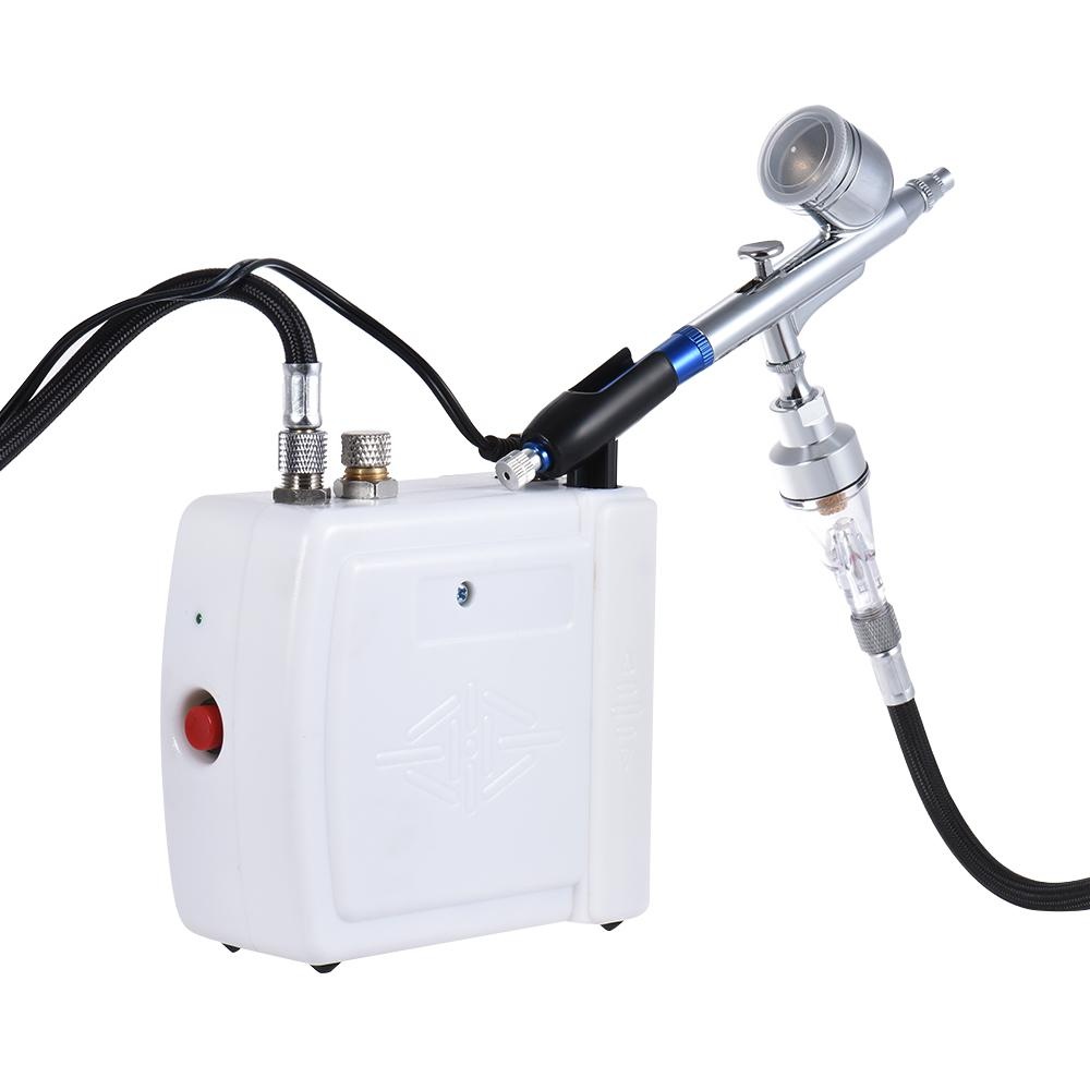 Mini Airbrush Compressor Kit with Gravity Feed Dual-action Aibrursh Kit for Model Craft Nail Tattoo Henna Body Art Painting