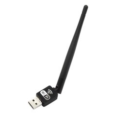 Mini Portable USB Wi Fi Receiver Adaptor 150 Mbps LAN Nirkabel Jaringan Kartu Aksesori dengan 2DB Antena untuk XP Vista Windows 7 Linux MAC OS X Sistem Komputer Laptop Hitam-Intl