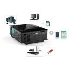 Mini Proyektor UC46 Portable Multimedia Home Cinema Theater 1200 Lumens LED Proyeksi dengan USB VGA HDMI SD Card AV WiFi untuk Pesta, Home Entertainment, 20000 Jam LED Hidup dengan Remote-Intl