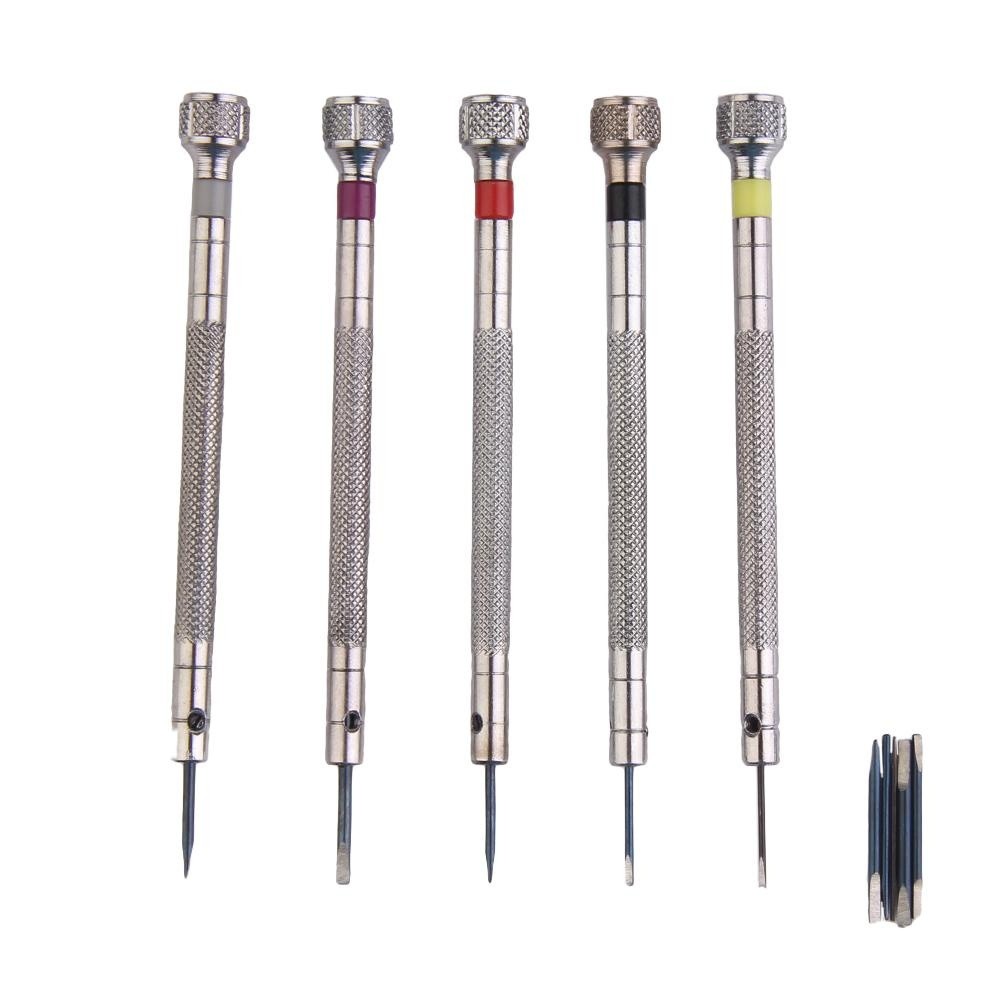 Mini Perak Nada Perangkat Obeng Alat Perbaikan Jam Tangan Kit 5 Piece Set-Intl