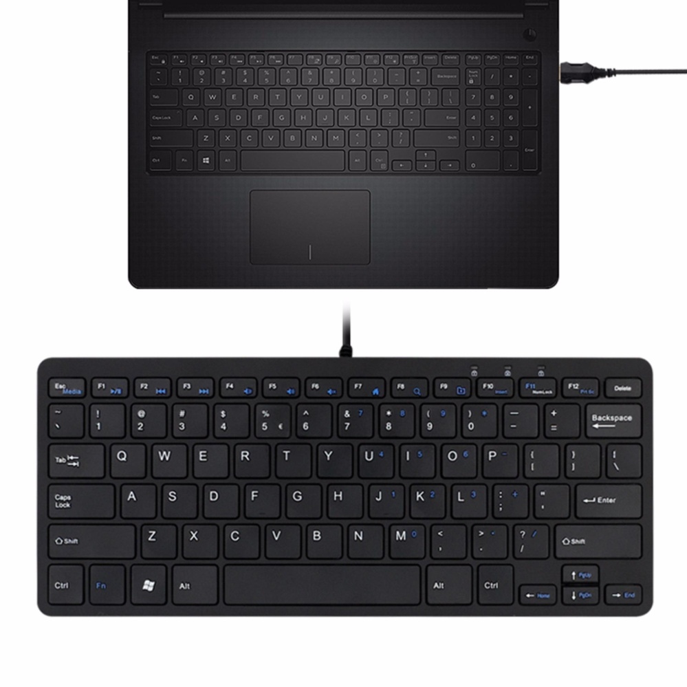 Mini Slim Silent USB Wired Keyboard Keypad Eksternal untuk Notebook Laptop Komputer-Intl