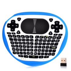 Mini Nirkabel Terbang Udara Mouse Keyboard dengan Panel Sentuh-Biru + Putih-Internasional