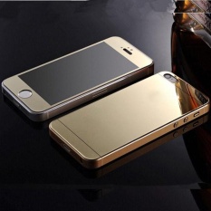 Efek Cermin Depan + Back Tempered Glass Pelindung Film untuk IPhone 5/5 S Emas-Intl