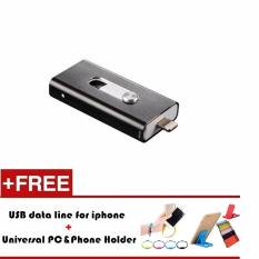 MITPS I-flash Drive 32g USB Stick 3 IN 1 Pen Drive OTG USB Flash Drive untuk IPhone 6/6 Plus/7/iPad Memory Stick (Hitam) -Intl