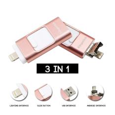 Mitps I-Flash Drive 32G Flashdisk 3 In 1 Pen Drive OTG Flash Drive USB untuk iPhone 6/6 Plus/7/ iPad Memory Stick (Mawar Emas) -Intl