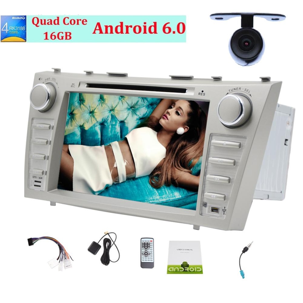 Mobil Stereo Menjalankan Sistem Operasi Marshmallow Android6.0 Terbaru Dual Din Car Radio Khusus For Toyota Camry Car Navigasi GPS Peta 3D Dukungan Monitor Mobil Tangan Hands Free/Roda Kemudi/Cermin Link/WIFI/3g/4 G/OBD2